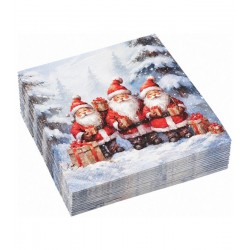 Pacote com 20 Guardanapos 33x33cm de Papel Napkin Santa triplets triplas Mix